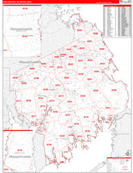 New Bedford Metro Area Wall Map Red Line Style 2024